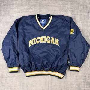 Michigan Wolverines Jacket Mens Large Blue NCAA Football Starter Pullover